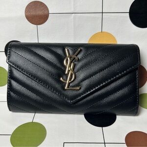 Yves Saint Laurent Black Chevron Wallet